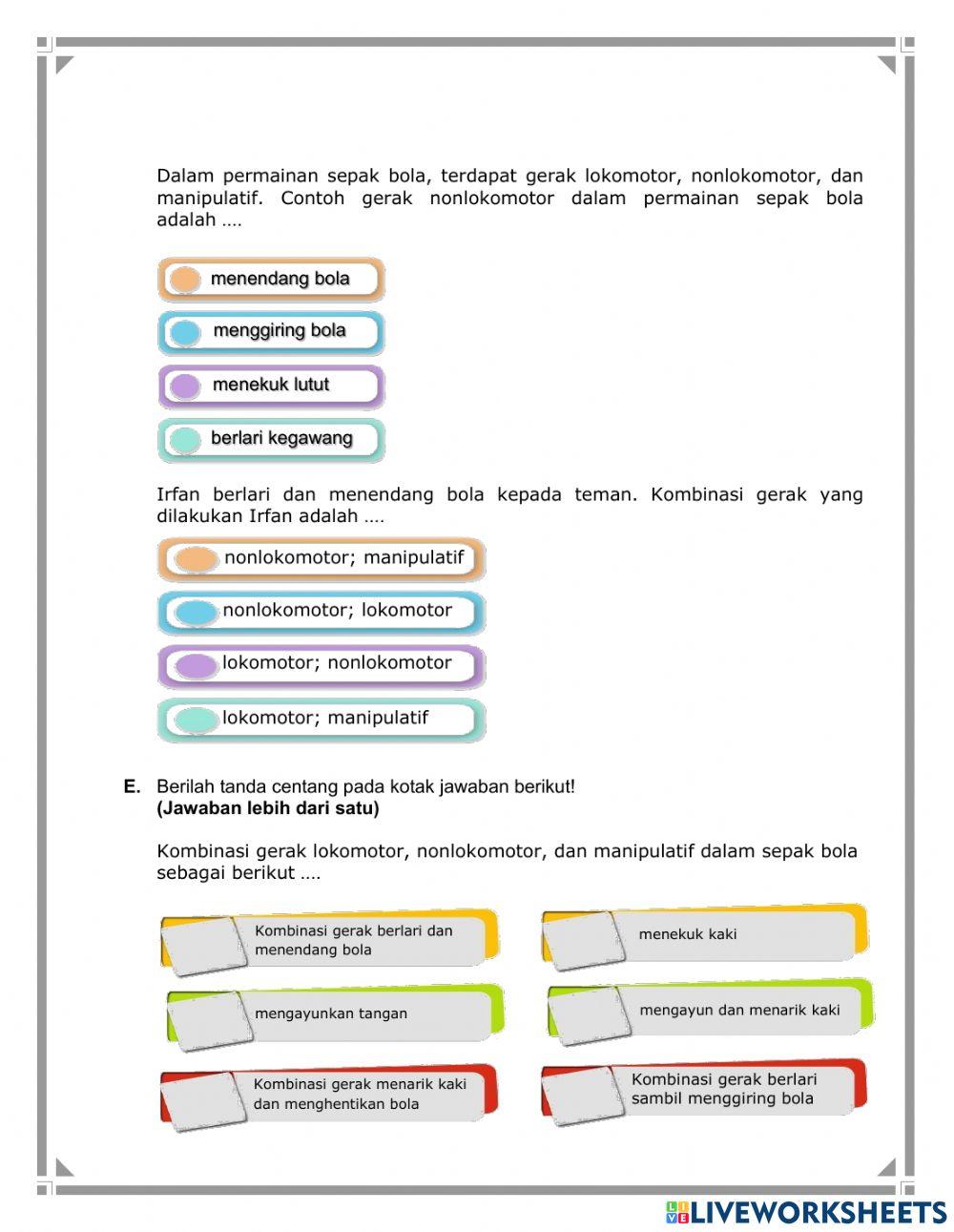 Latihan soal gerak dasar permainan bola besar
