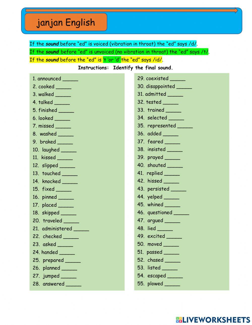 -ed- pronunciation practice