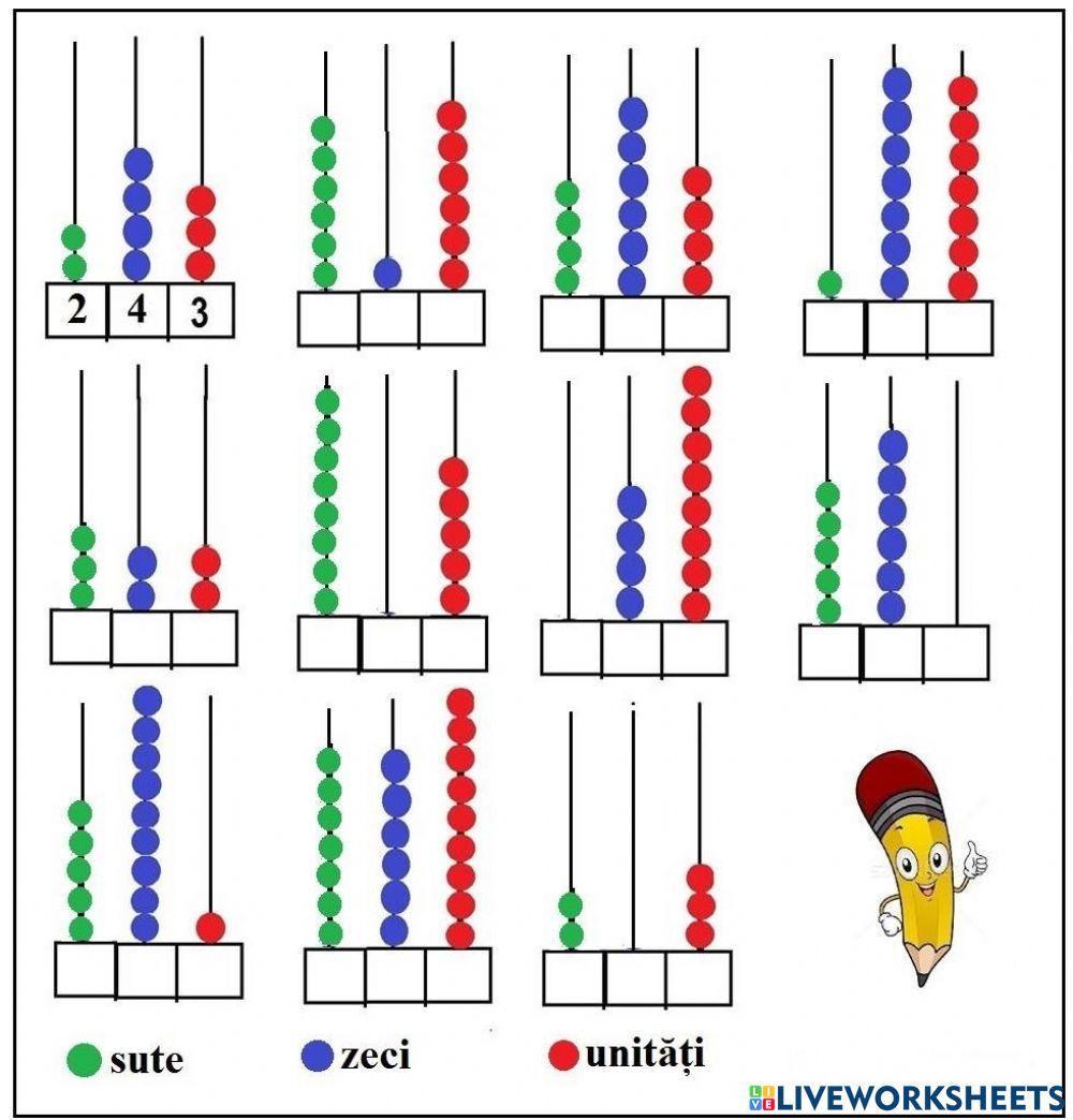 Numerele naaturale de la 0 la 1000