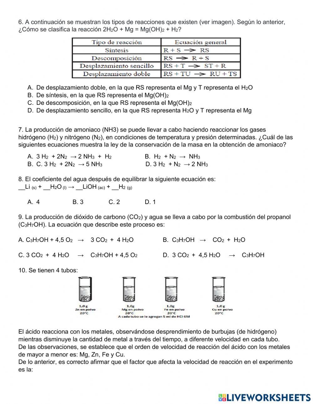 Reacciones químicas
