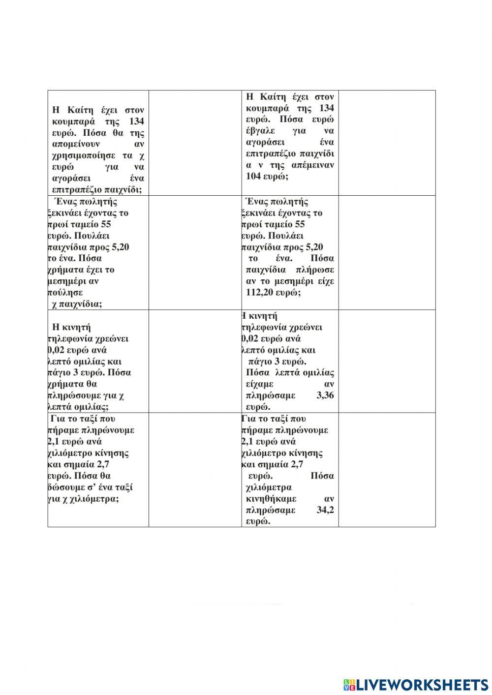 Προβλήματα με εξισώσεις