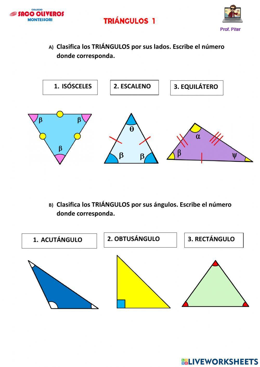 Clases de triángulos online activity | Live Worksheets