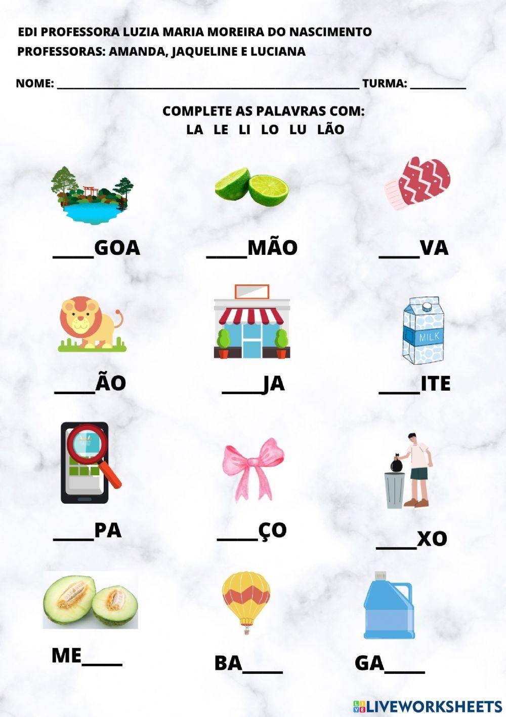 Família silábica letra l