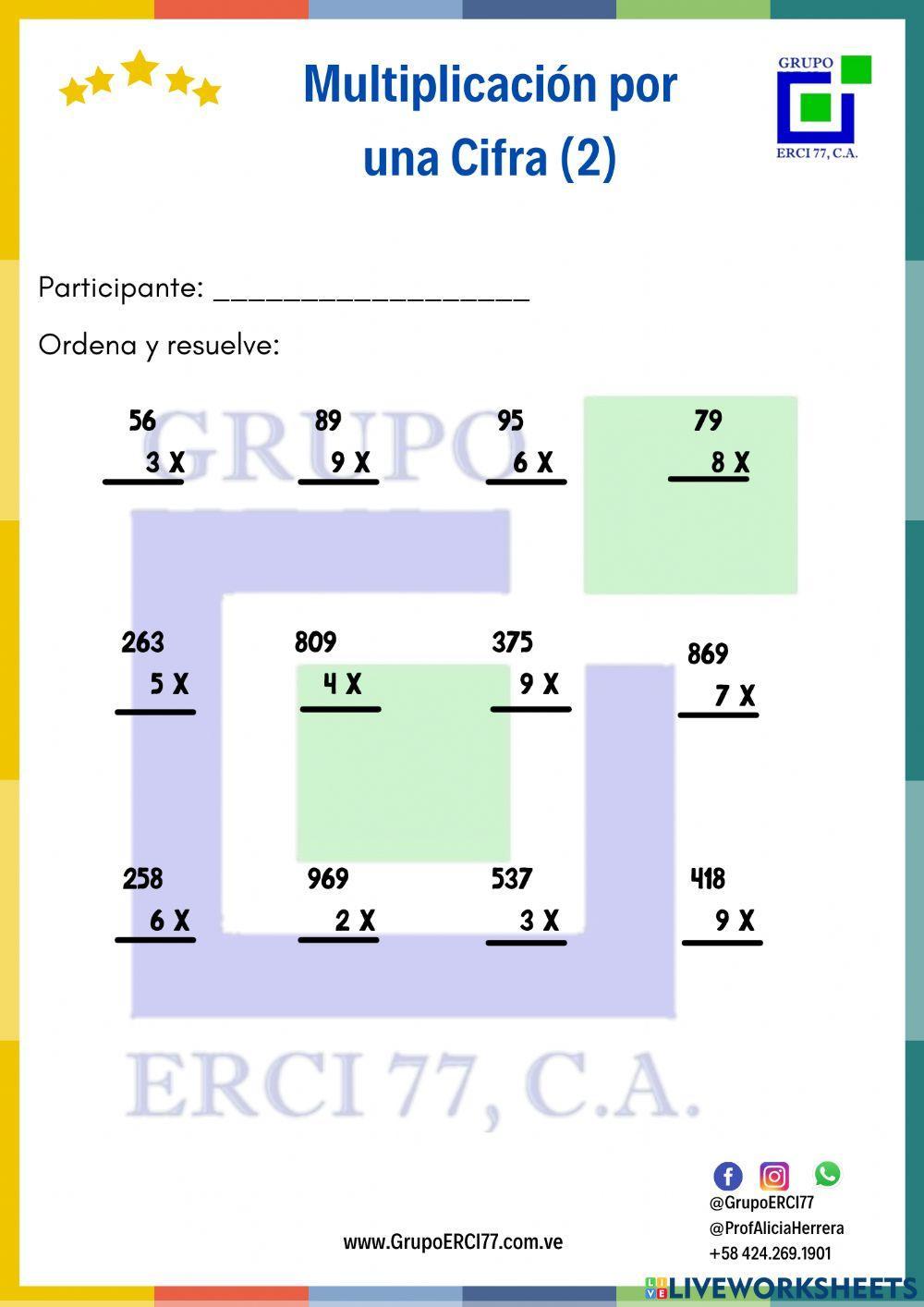 Multiplicación por Una cifra (2)