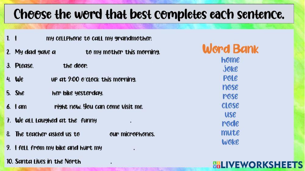 Words with long o and u