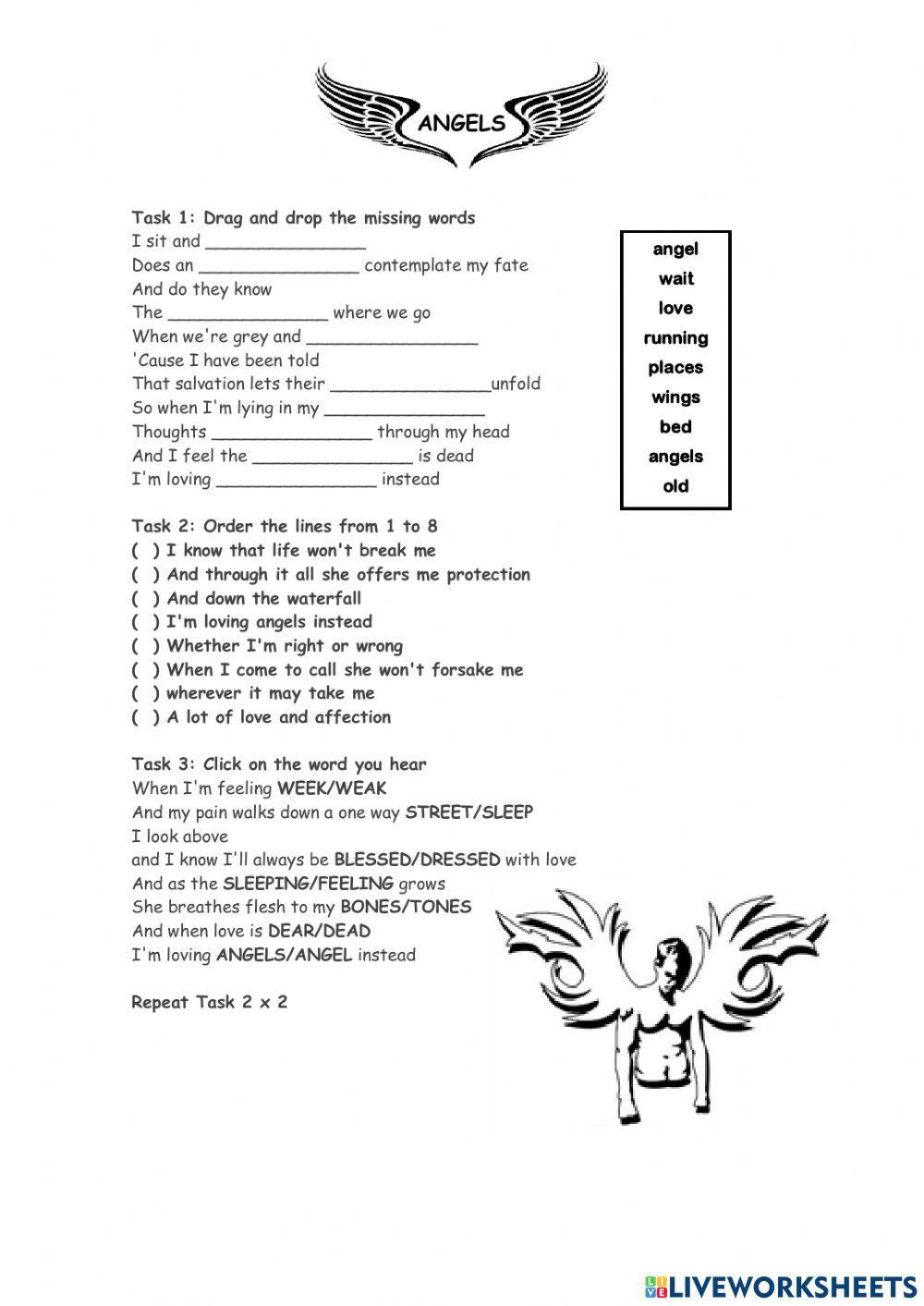 1163138 song angels missladyjack liveworksheets