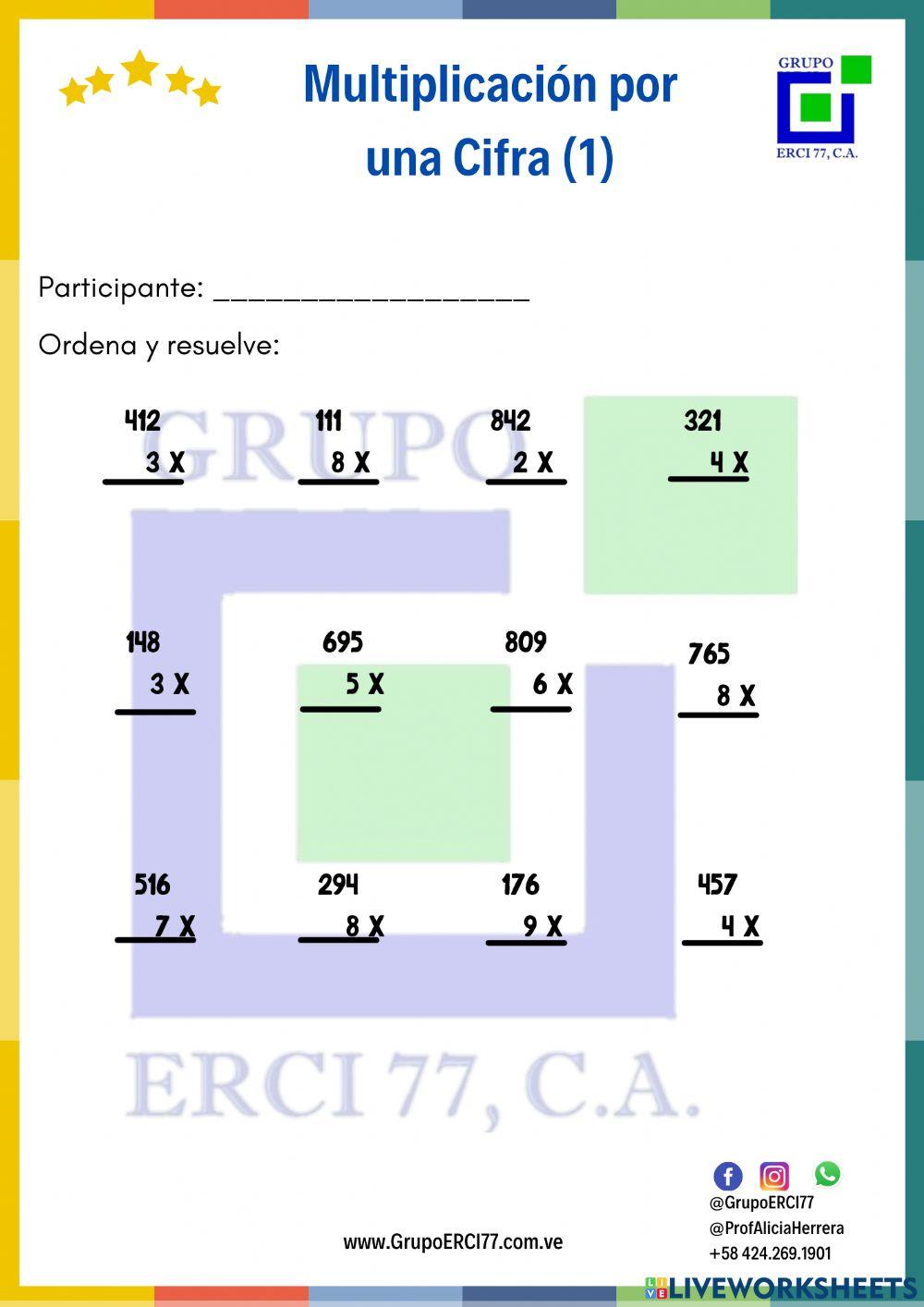 Multiplicación por Una cifra (1)