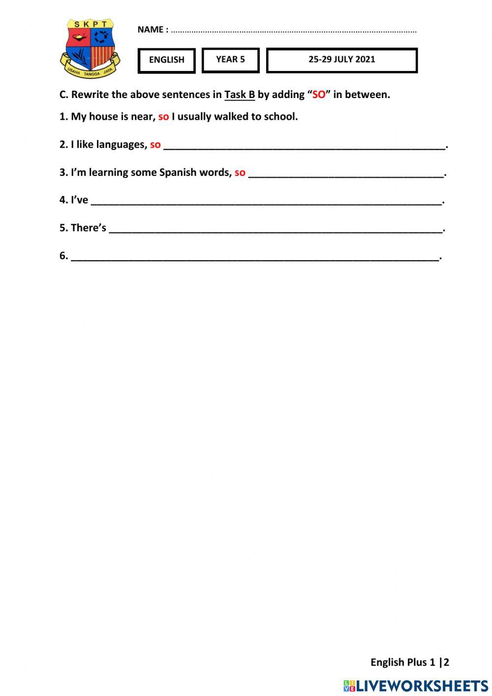 ENG Y5 Week 24 (25-29 JULY) Worksheets 1