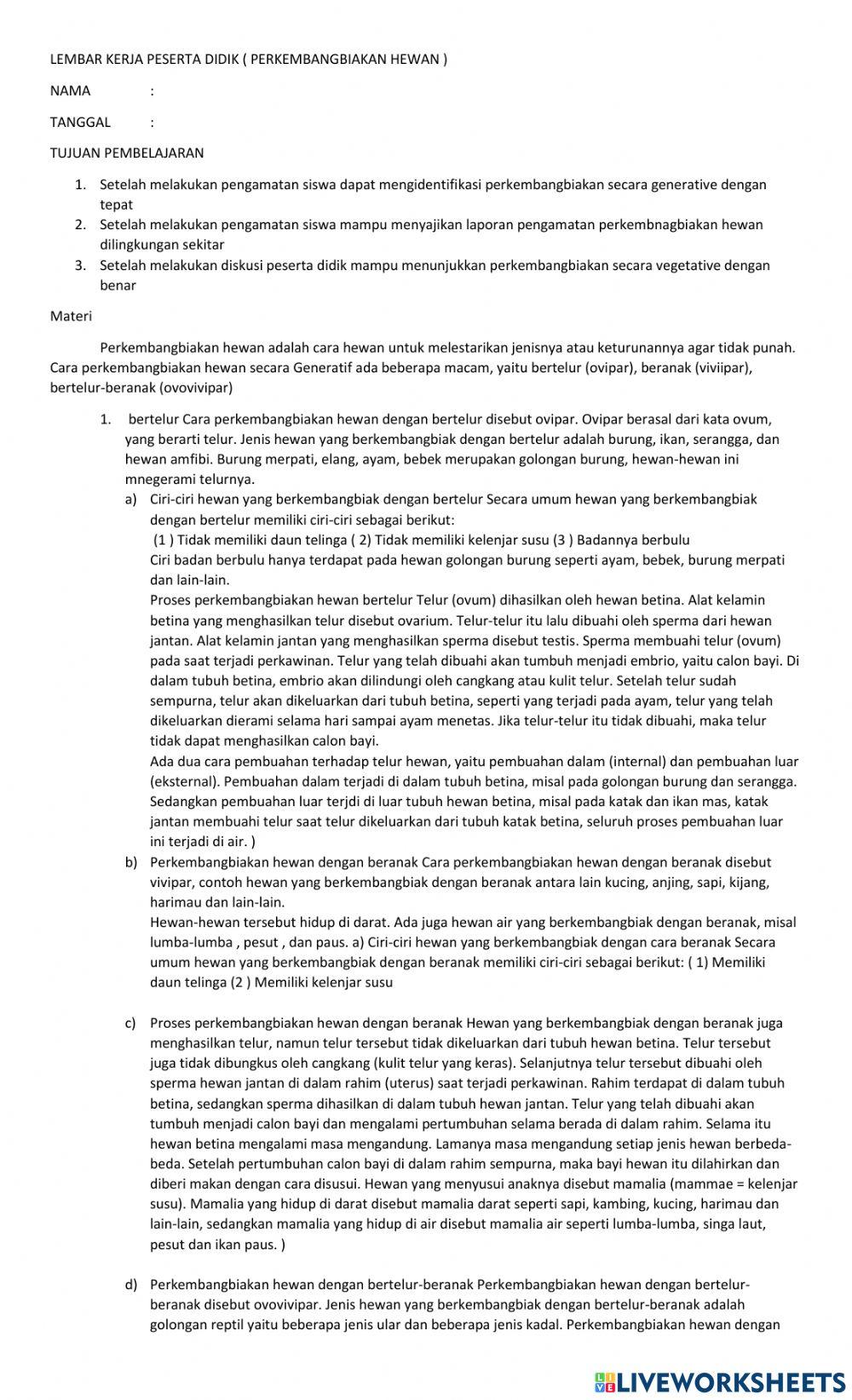 Perkembangbiakan Hewan