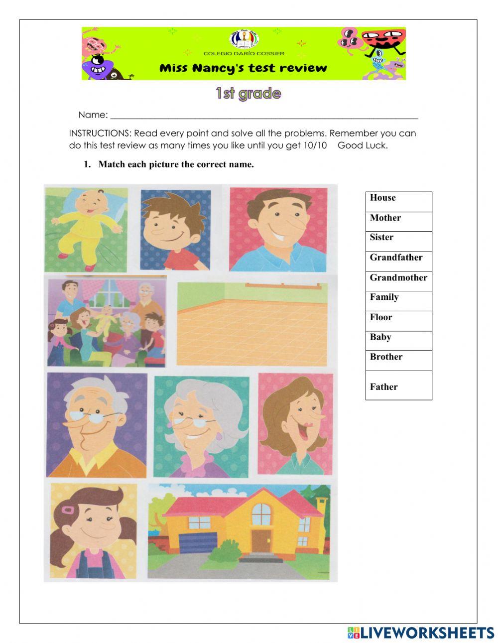 INGLÉS- Cuestionario 2T. Primer Grado 2021