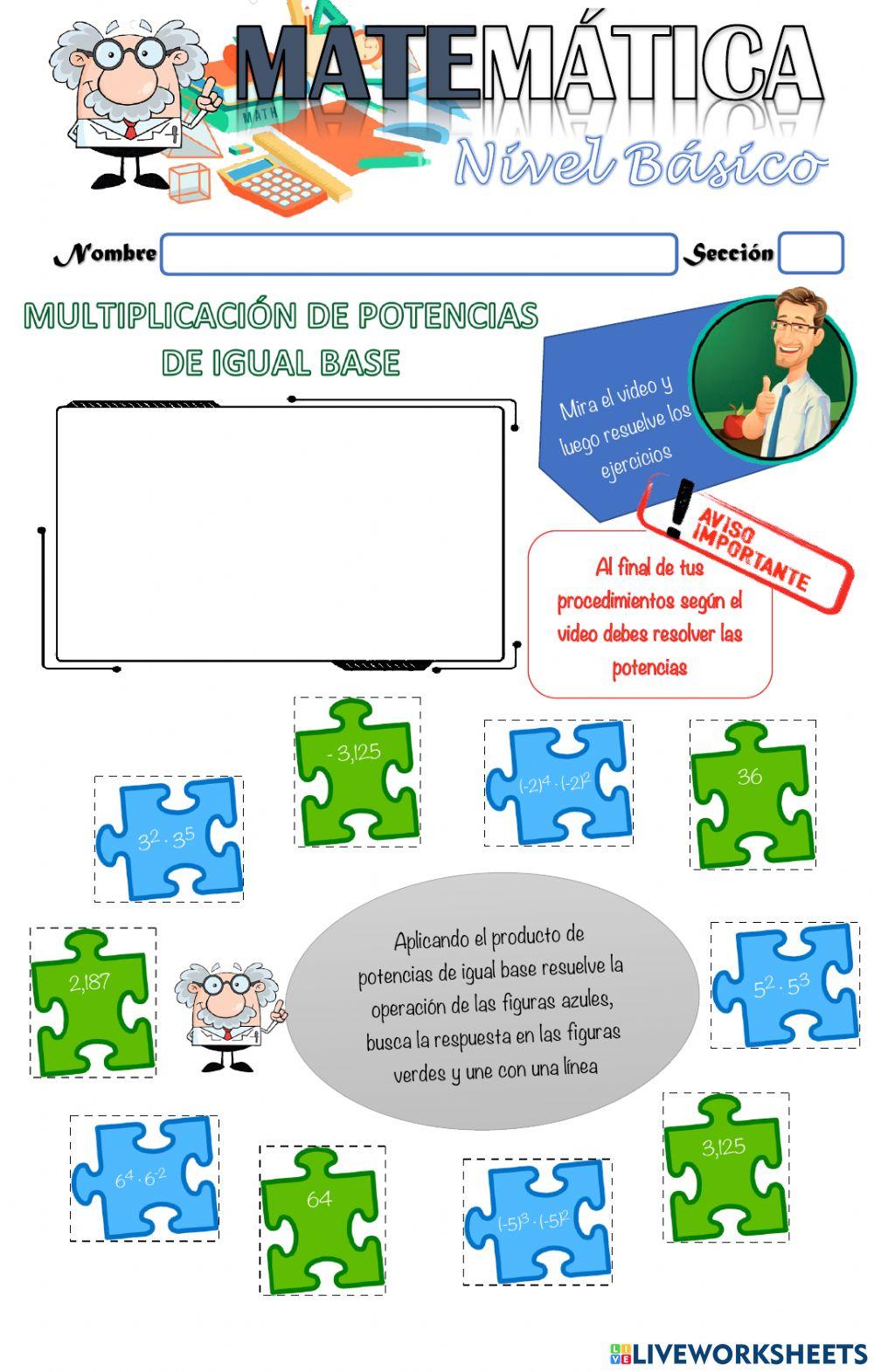 Producto y Cociente de Potencias de Igual Base