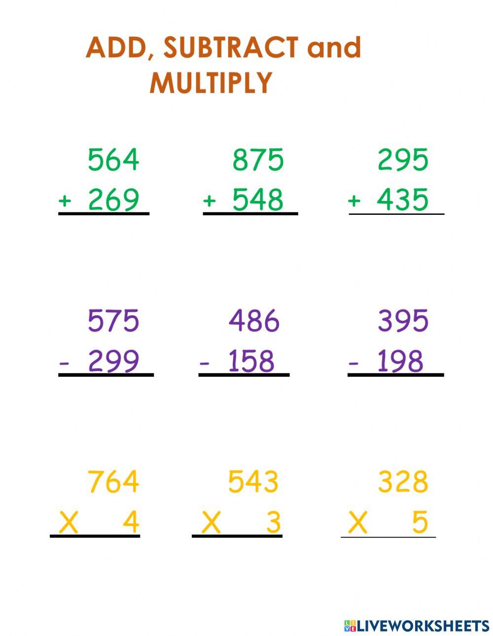 Add, Subtract and Multiply Add, Subtract and Multiply