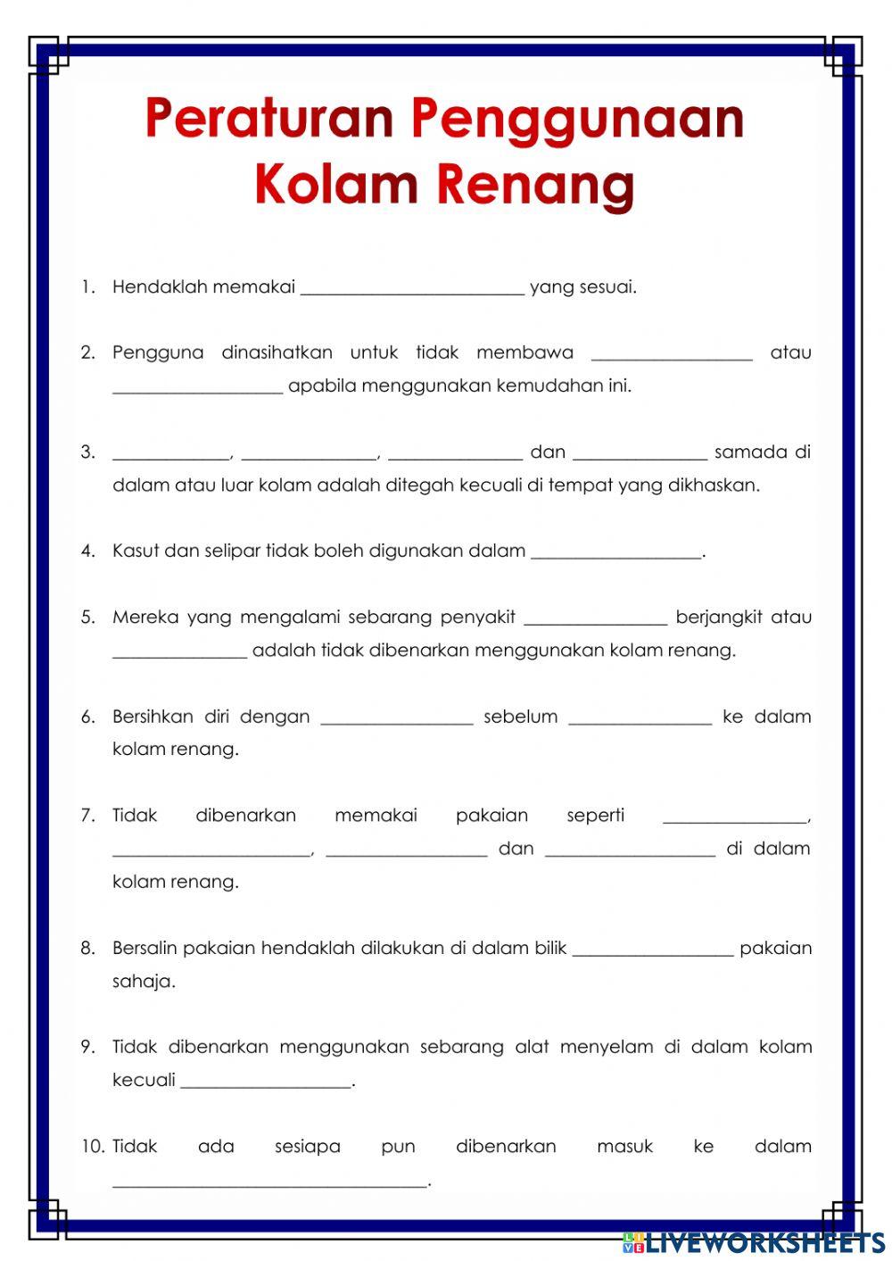 Peraturan Penggunaan Kolam Renang