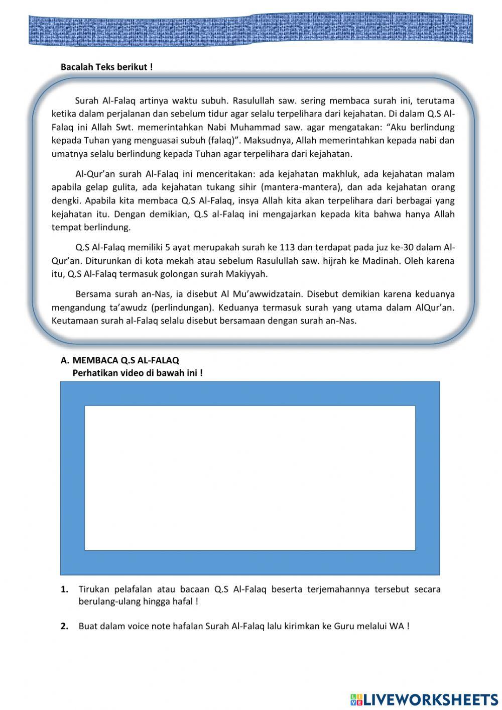 Mari belajar q.s al-falaq