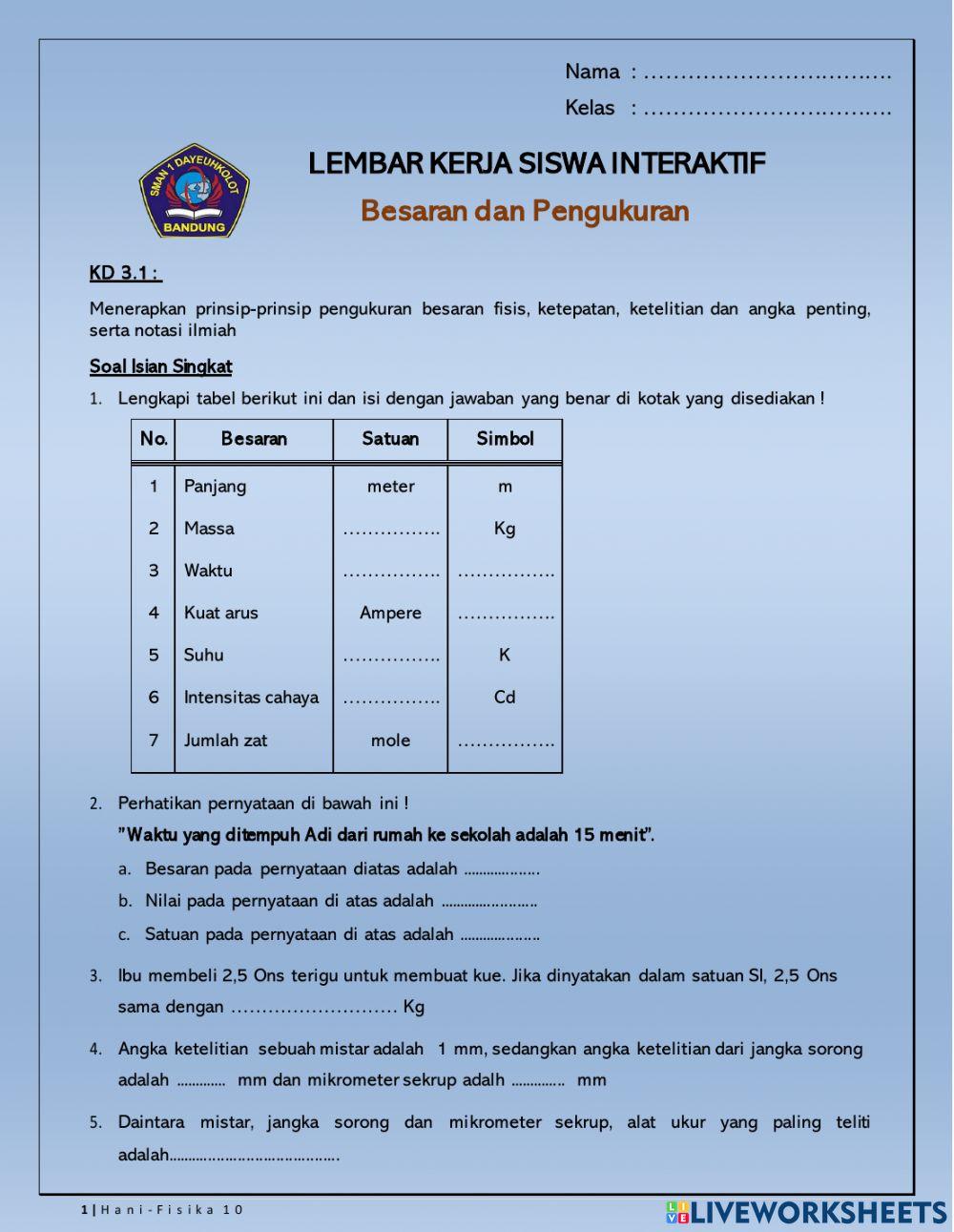 Besaran dan Pengukuran