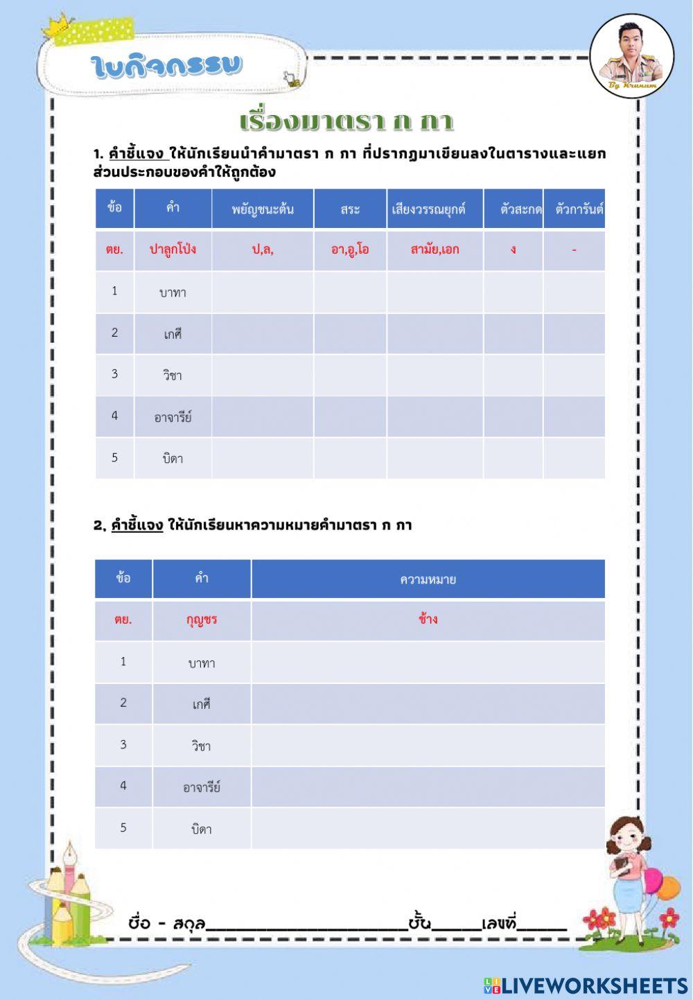 มาตราแม่ ก กา