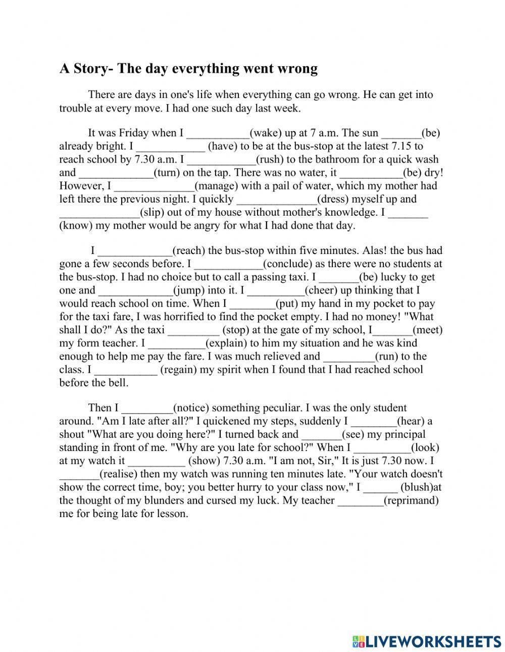 A story- A day everything went wrong