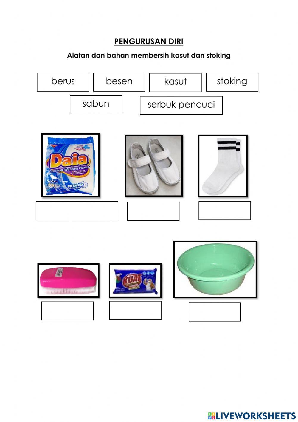 Alatan dan bahan membersih kasut dan stoking