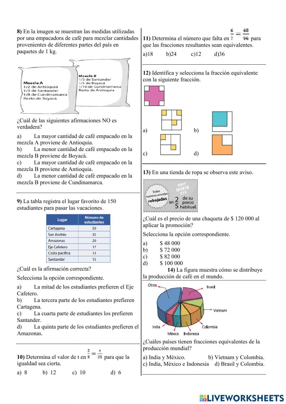 Quiz sobre las fracciones