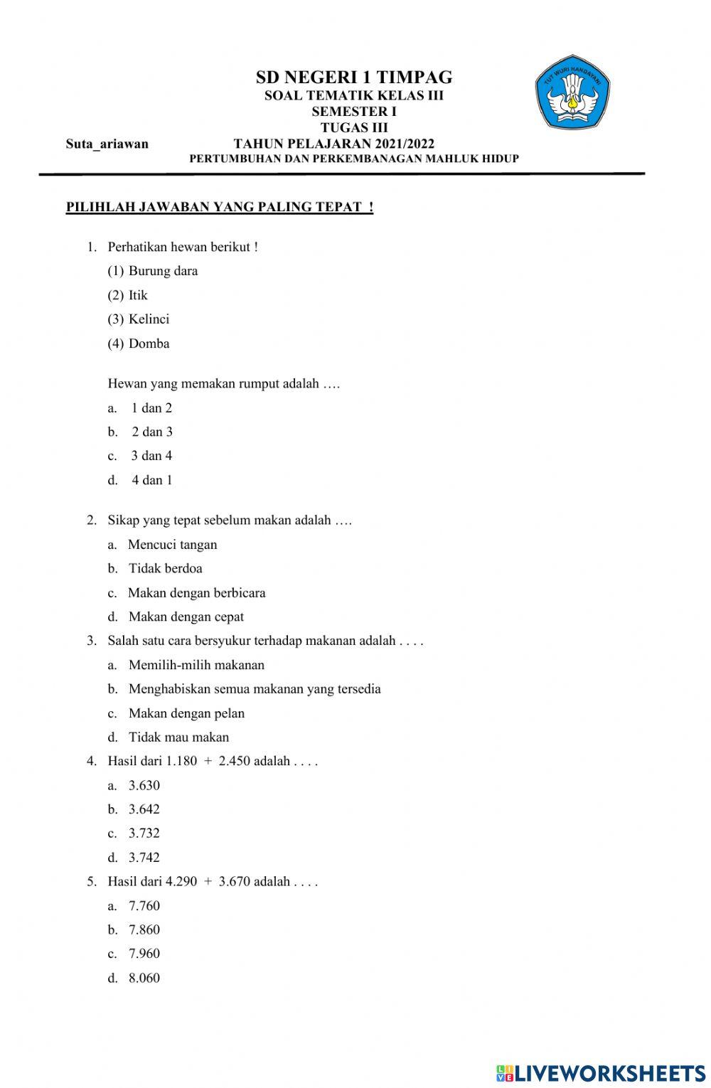 Pertumbuhan dan Perkembangan Mahluk Hidup