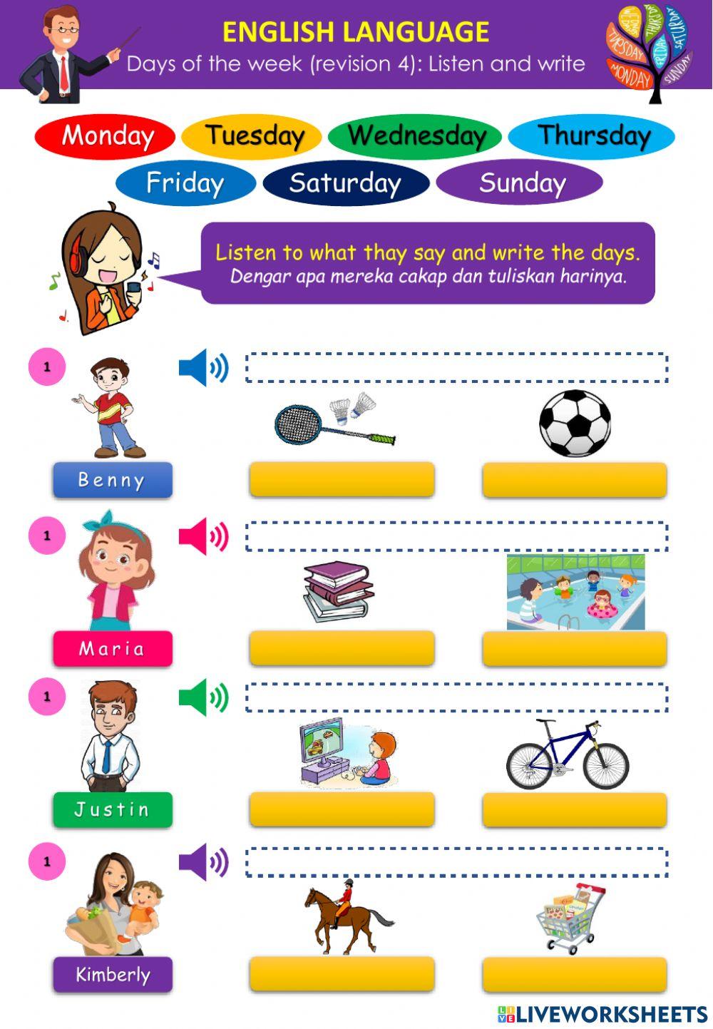 Days of the week (Revision 4) - I do I don't