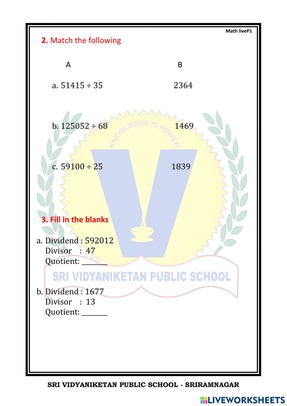 1201551 | Grade 5 math | swapnasvnps | LiveWorksheets