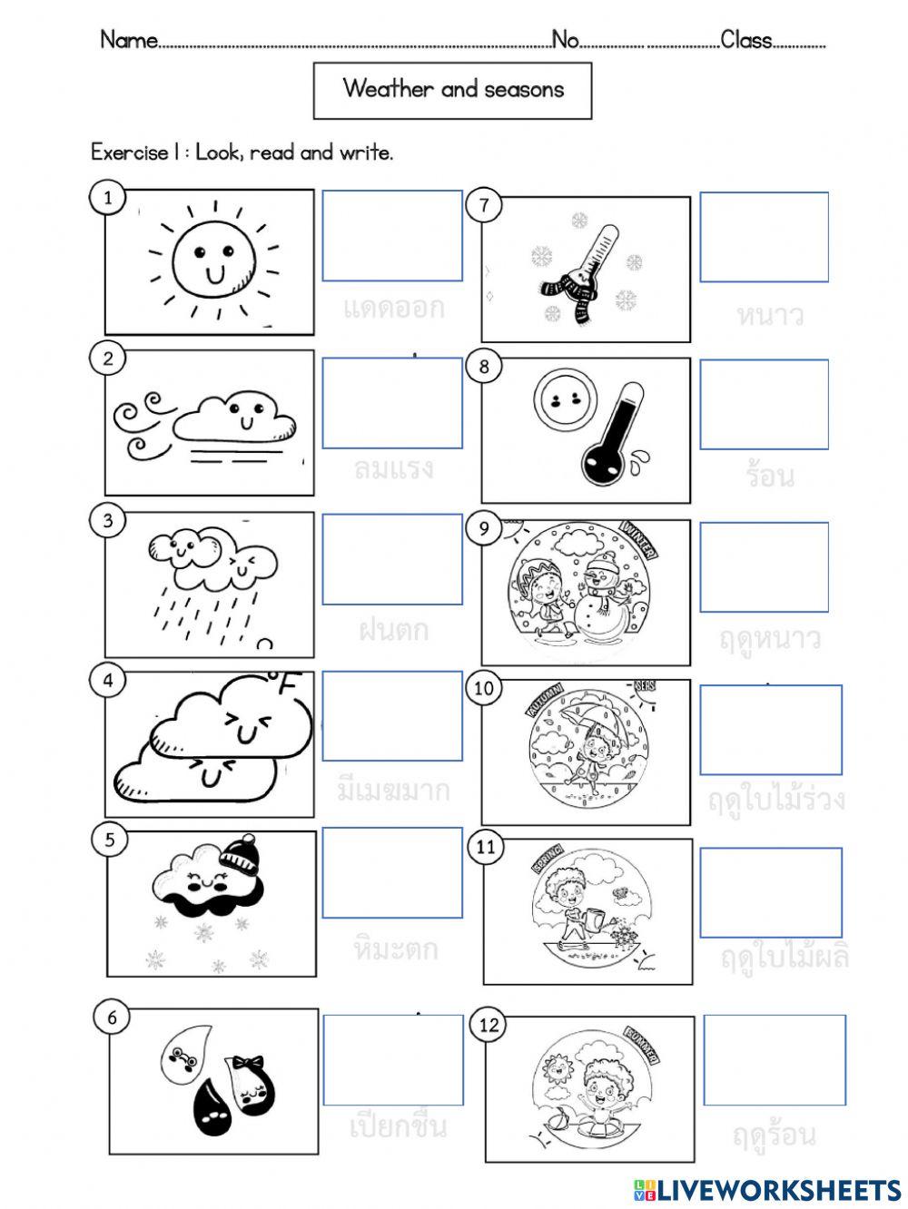 weather and seasons online exercise for | Live Worksheets