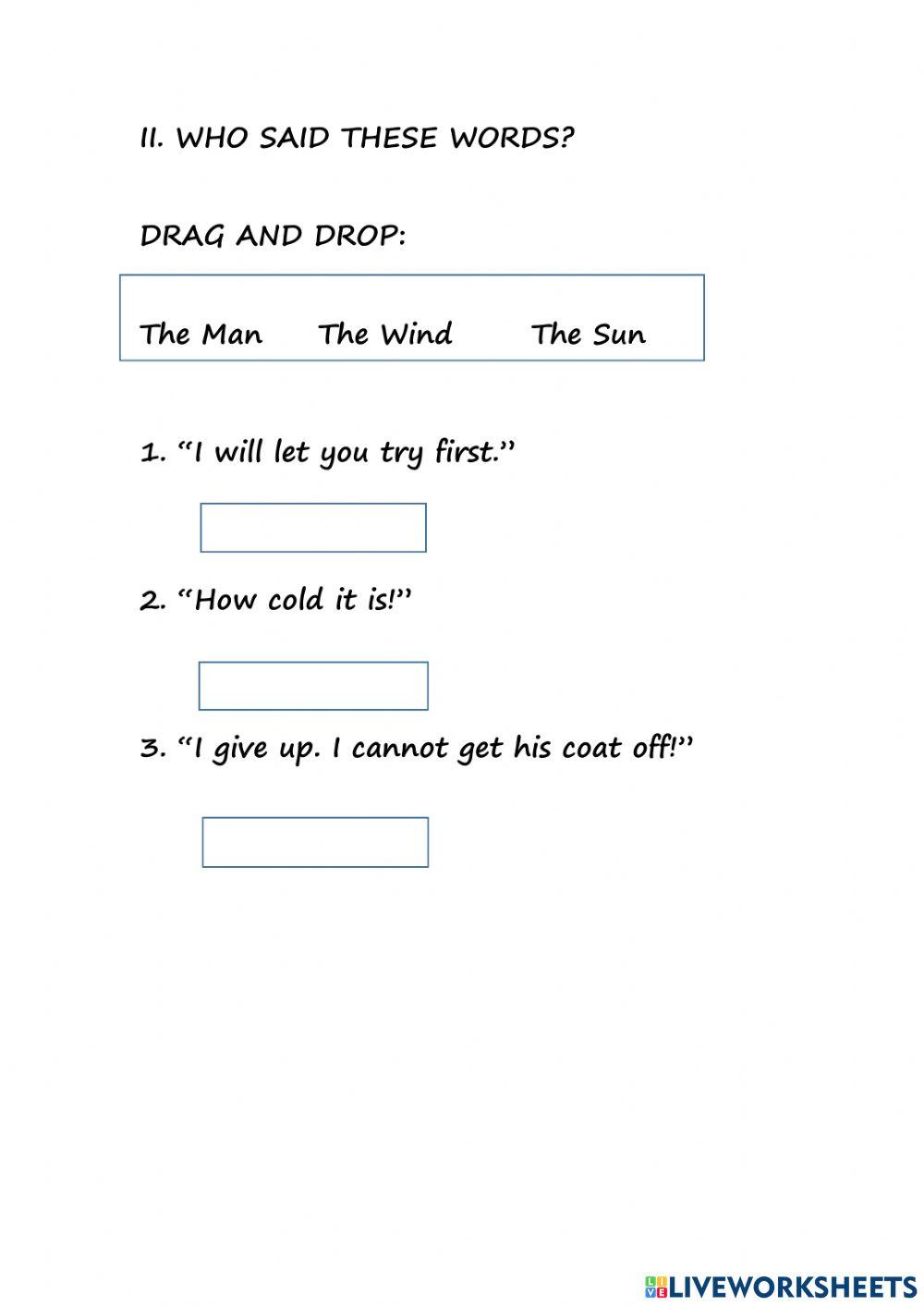 English live worksheet -2- the wind and the sun
