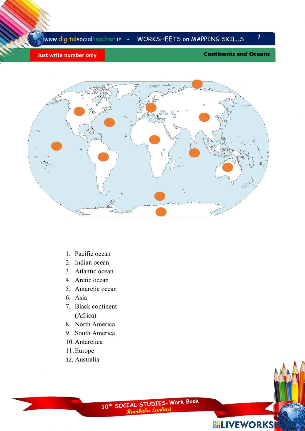 WORKSHEET ON WORLD MAP by Sunkari Rambabu