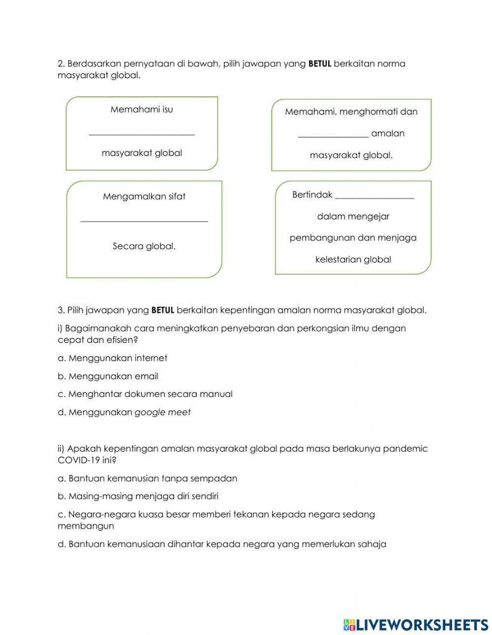 Latihan pengukuhan pendidikan moral tingkatan 5