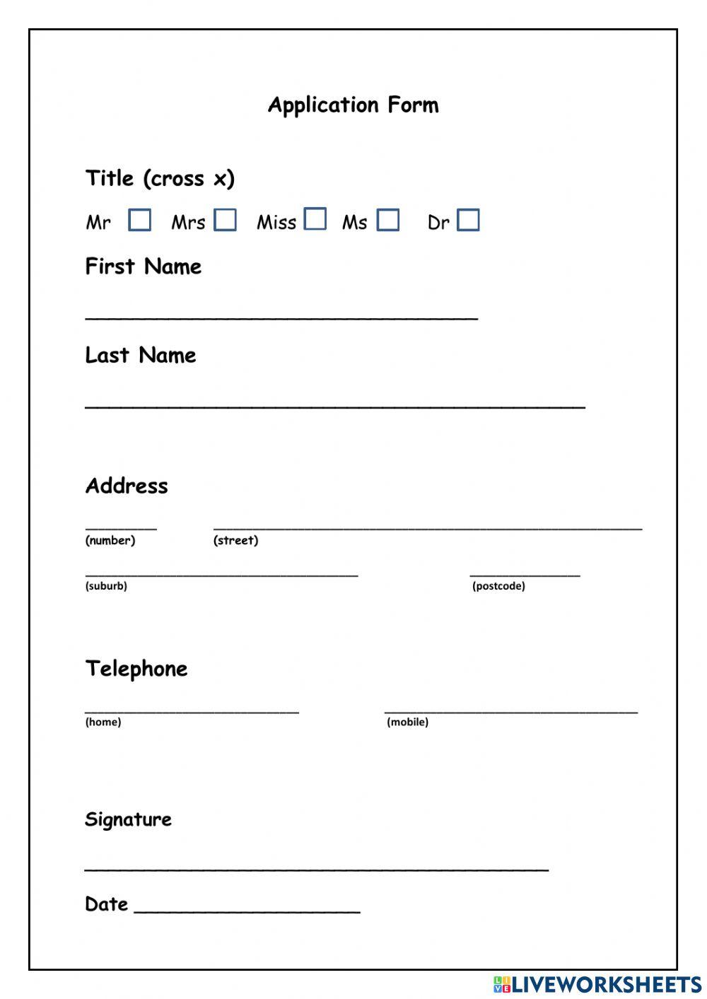 Personal Details Blank Form 1