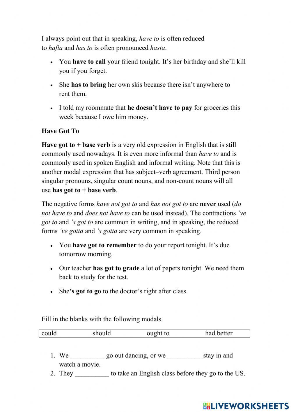 Modals for suggestions