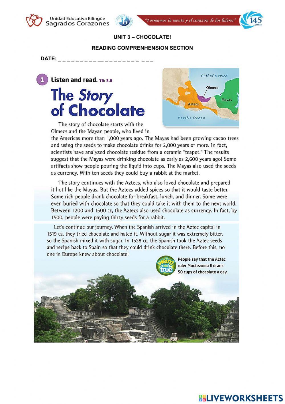 The Story of Chocolate Reading Comprehension