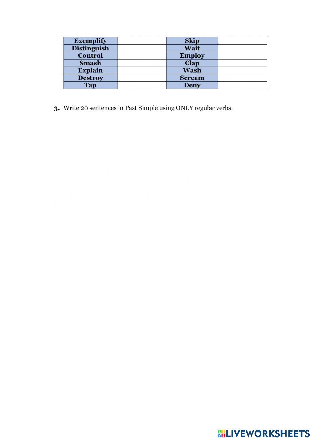 Activity in class. Past simple