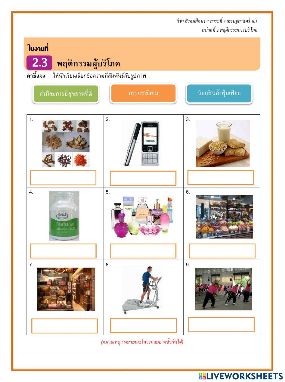 ใบงานที่ 2.3 พฤติกรรมผู้บริโภค