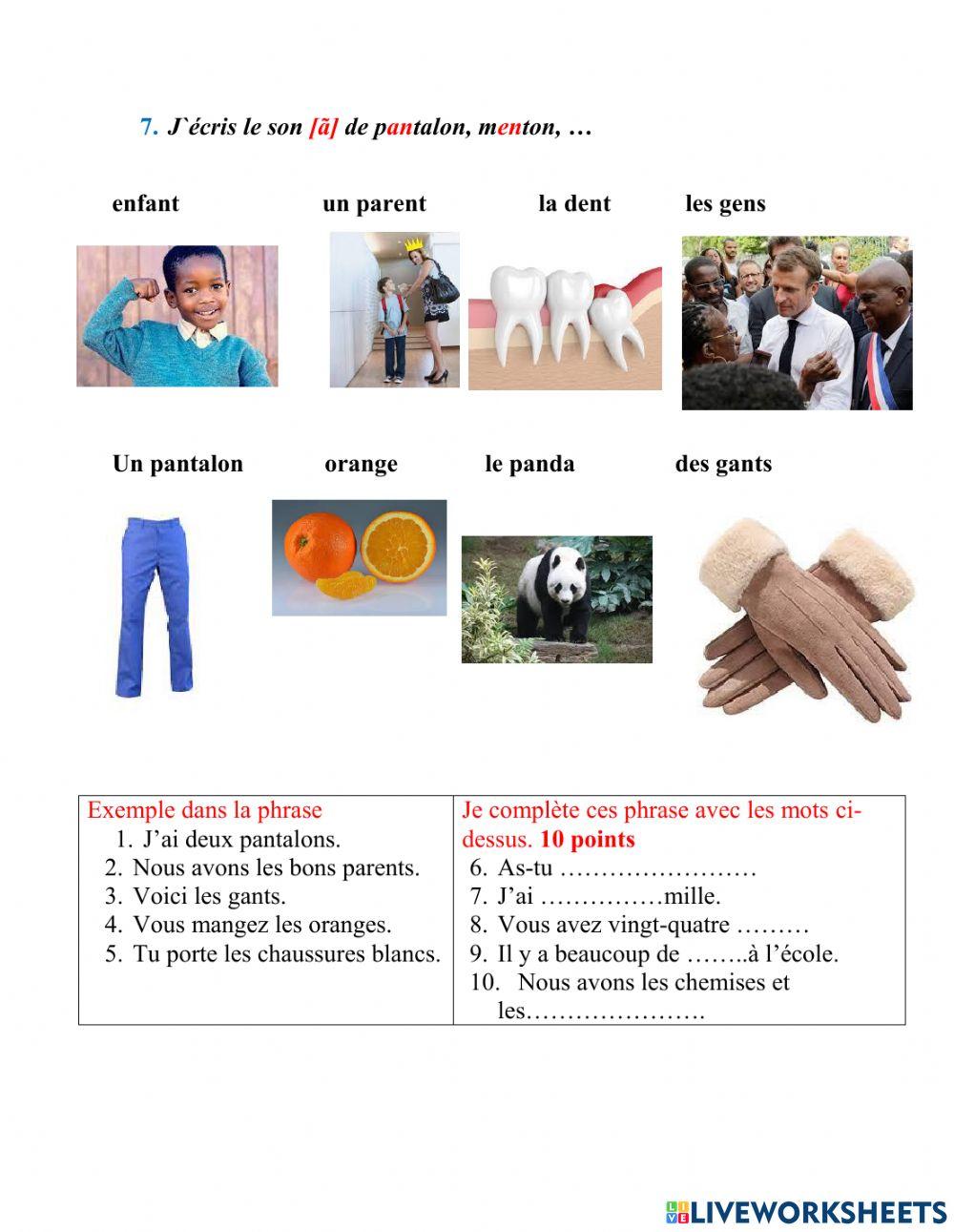 French work for Grade Two