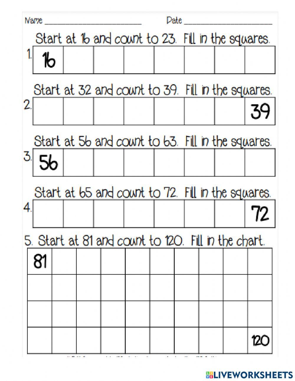 Write numbers to 120