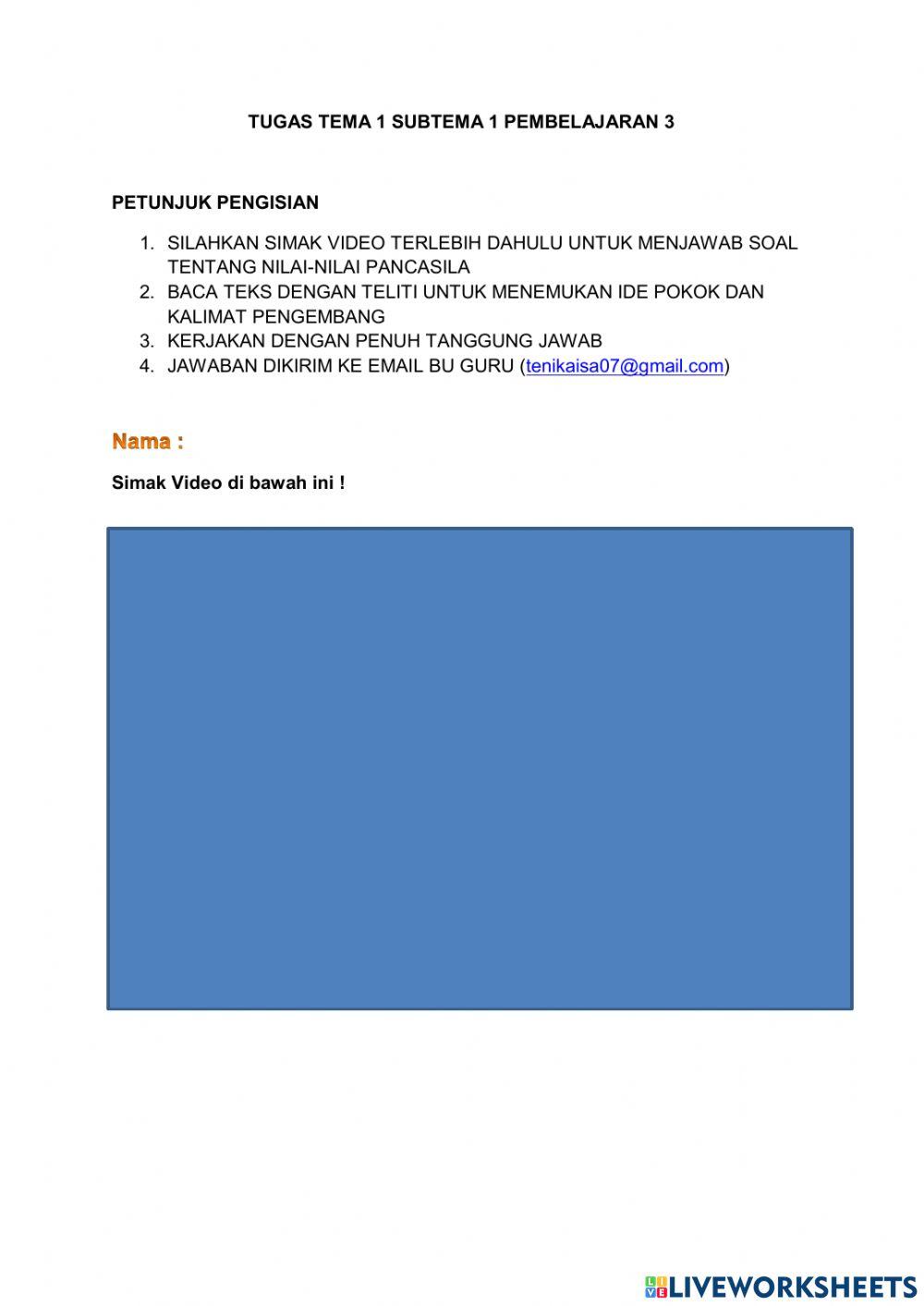 Evaluasi tema 1 subtema 1 pb 3