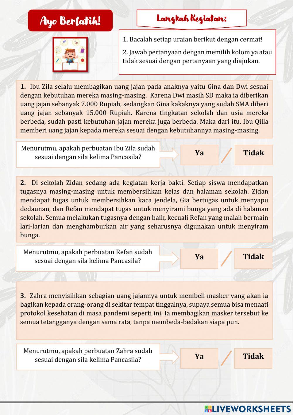 Kegiatan 6 Sila-sila Pancasila