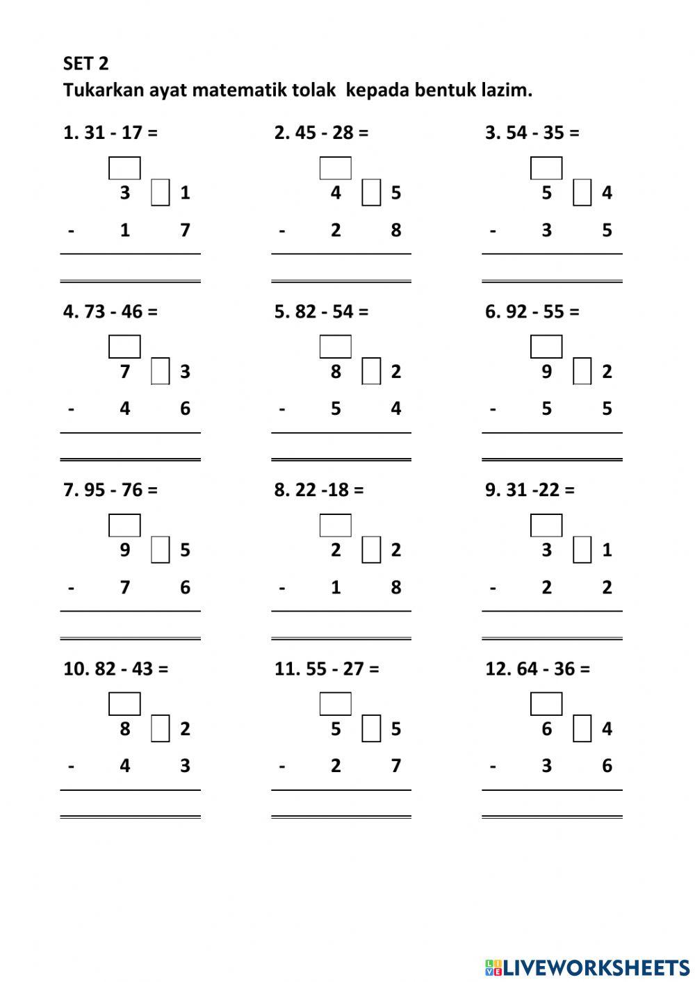 Tolak Dengan Memgumpul Semula