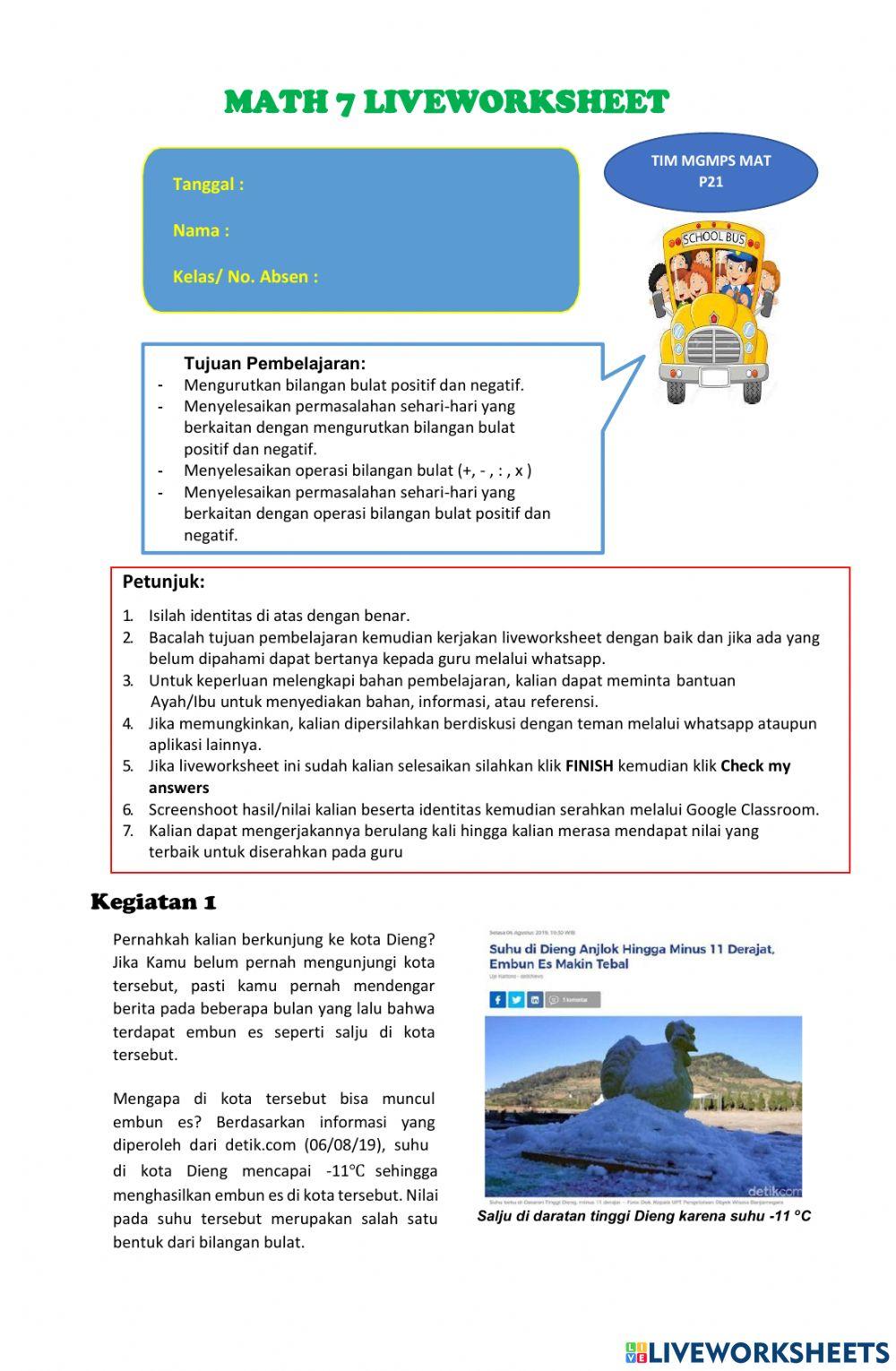 Operasi Bilangan Bulat