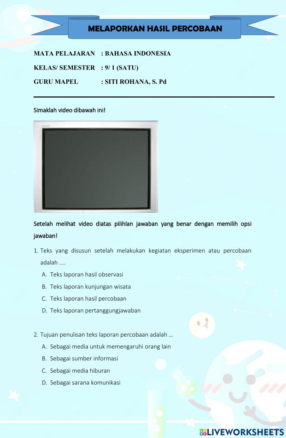 Bahasa Indonesia Kelas 9 Pertemuan ke 1