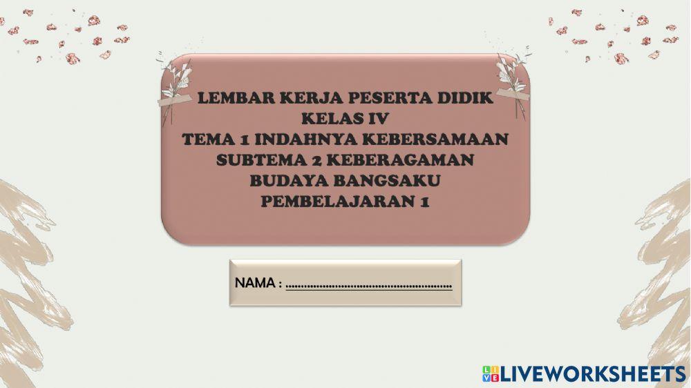 LKPD Kelas 4 Subtema 2 Pembelajaran 1
