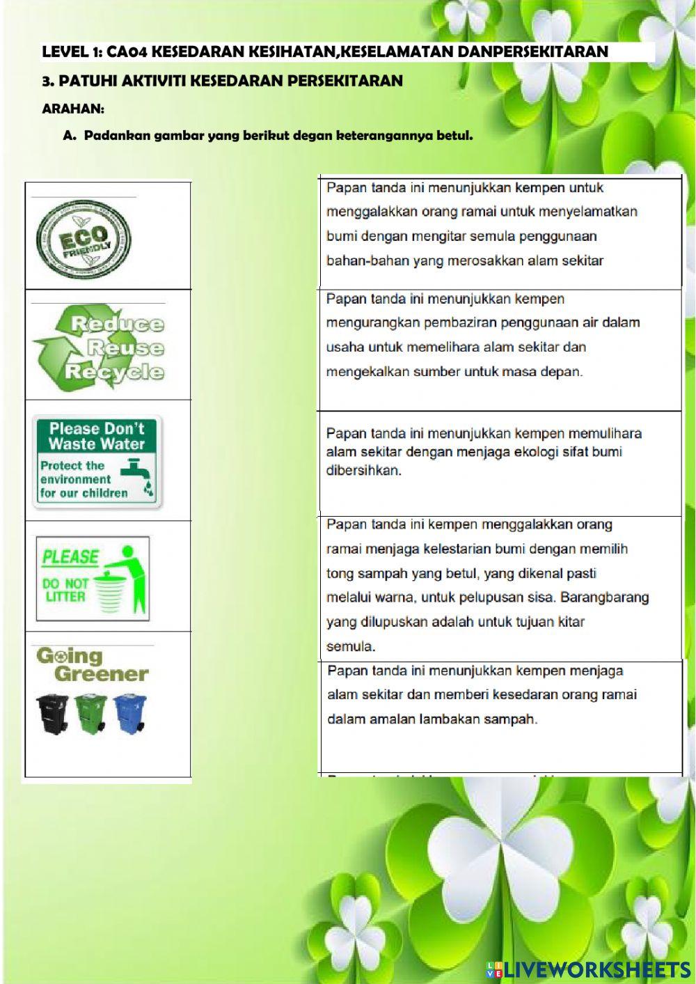 Level 1 ca04 3. Patuhi aktiviti kesedaran persekitaran