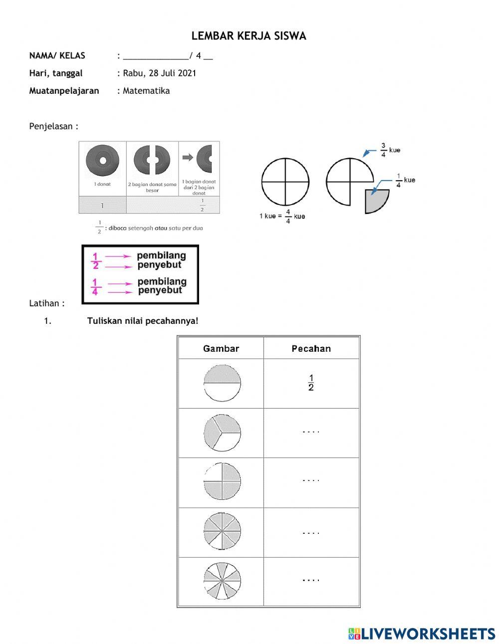 Lks pengertian pecahan