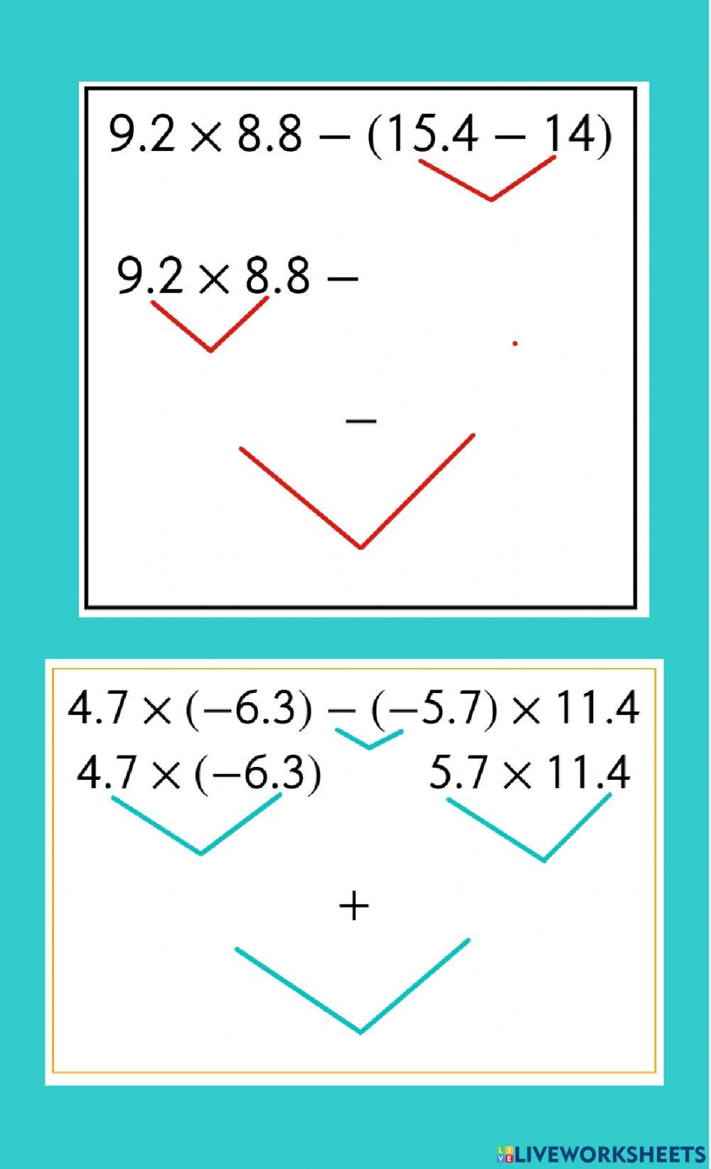 Operaciones combindas con numeros decimales