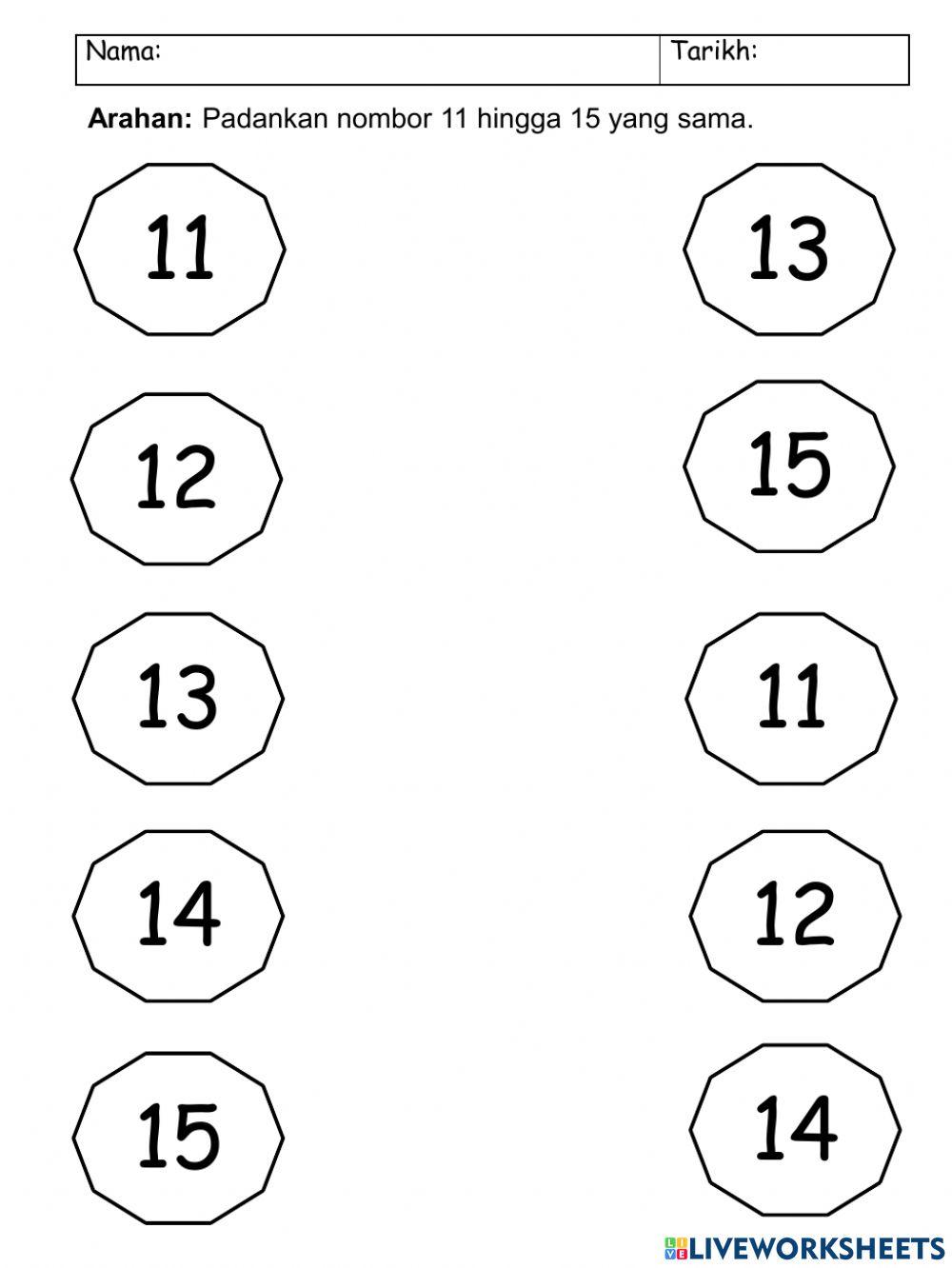Mengenal Nombor 11 - 15