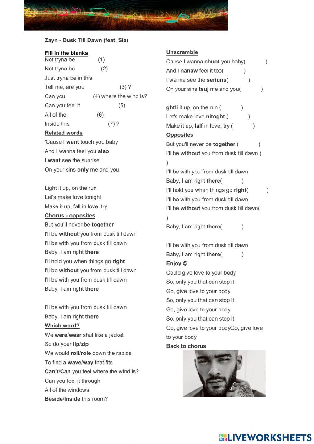 Dusk Till Dawn- Zayn