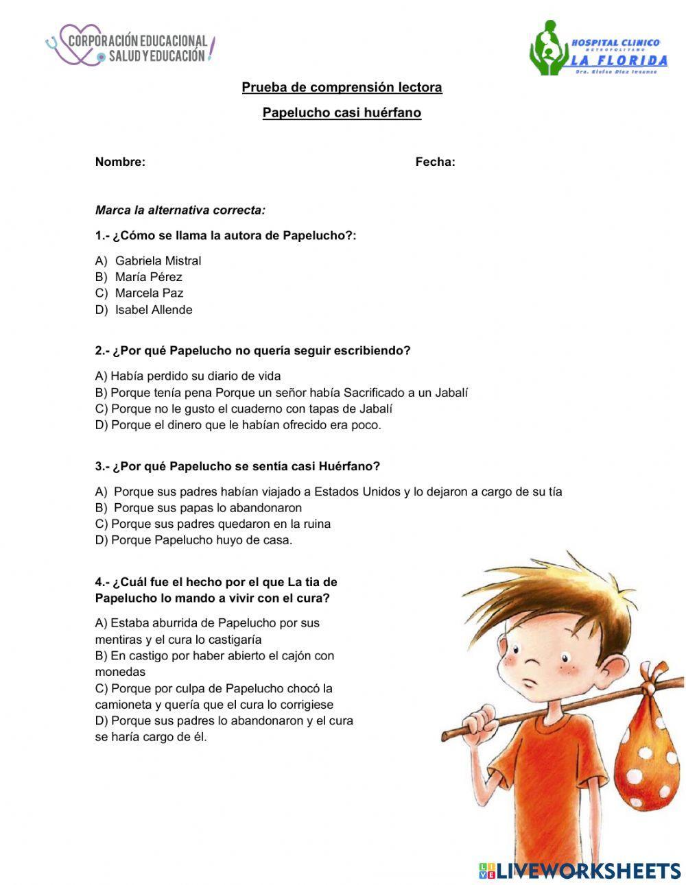 Evaluación Papelucho casi huérfano