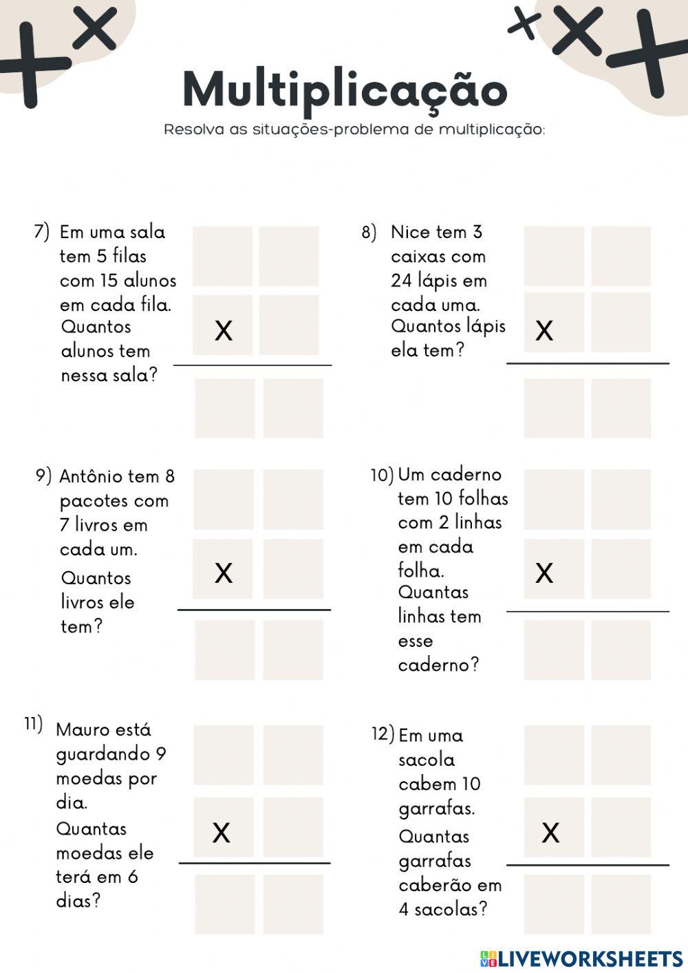 Situações-problema multiplicação